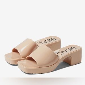 Matisse Wade heels. Nude slide-in sandals. Size 11. Synthetic material. EUC.